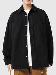 Men's Button Up Long Sleeve Shirt Black / M