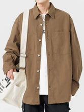 Men's Button Up Long Sleeve Shirt Coffee / M