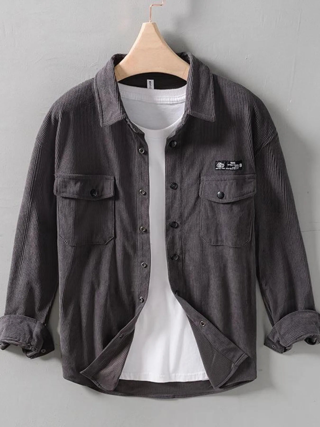 Men's Button Up Long Sleeve Shirt Grey / M