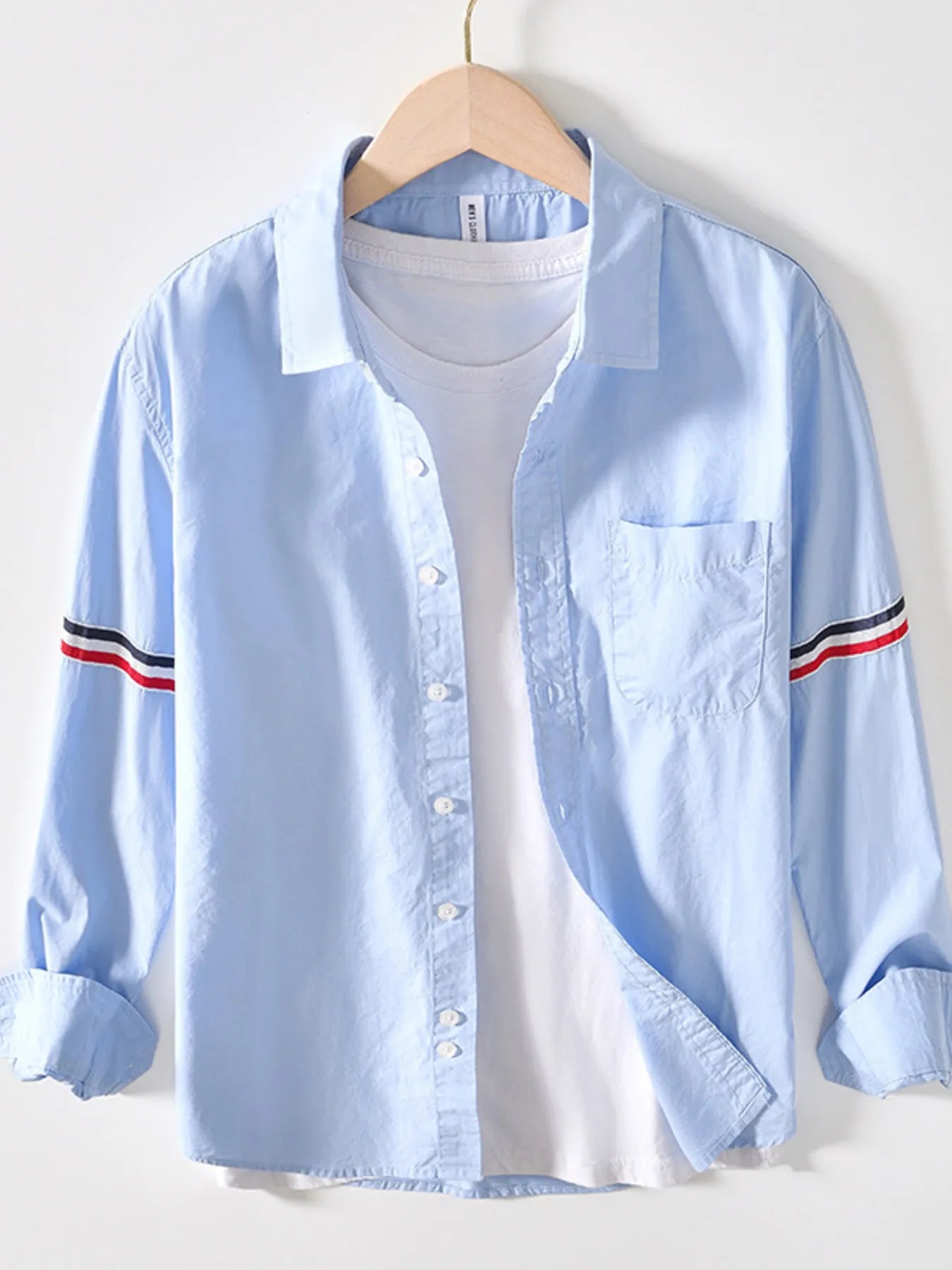 Men's Button Up Long Sleeve Shirt Sky Blue / M