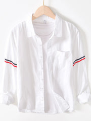 Men's Button Up Long Sleeve Shirt White / M