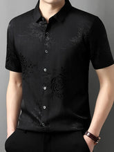 Men's Button Up Short Sleeve Shirt Black / 165