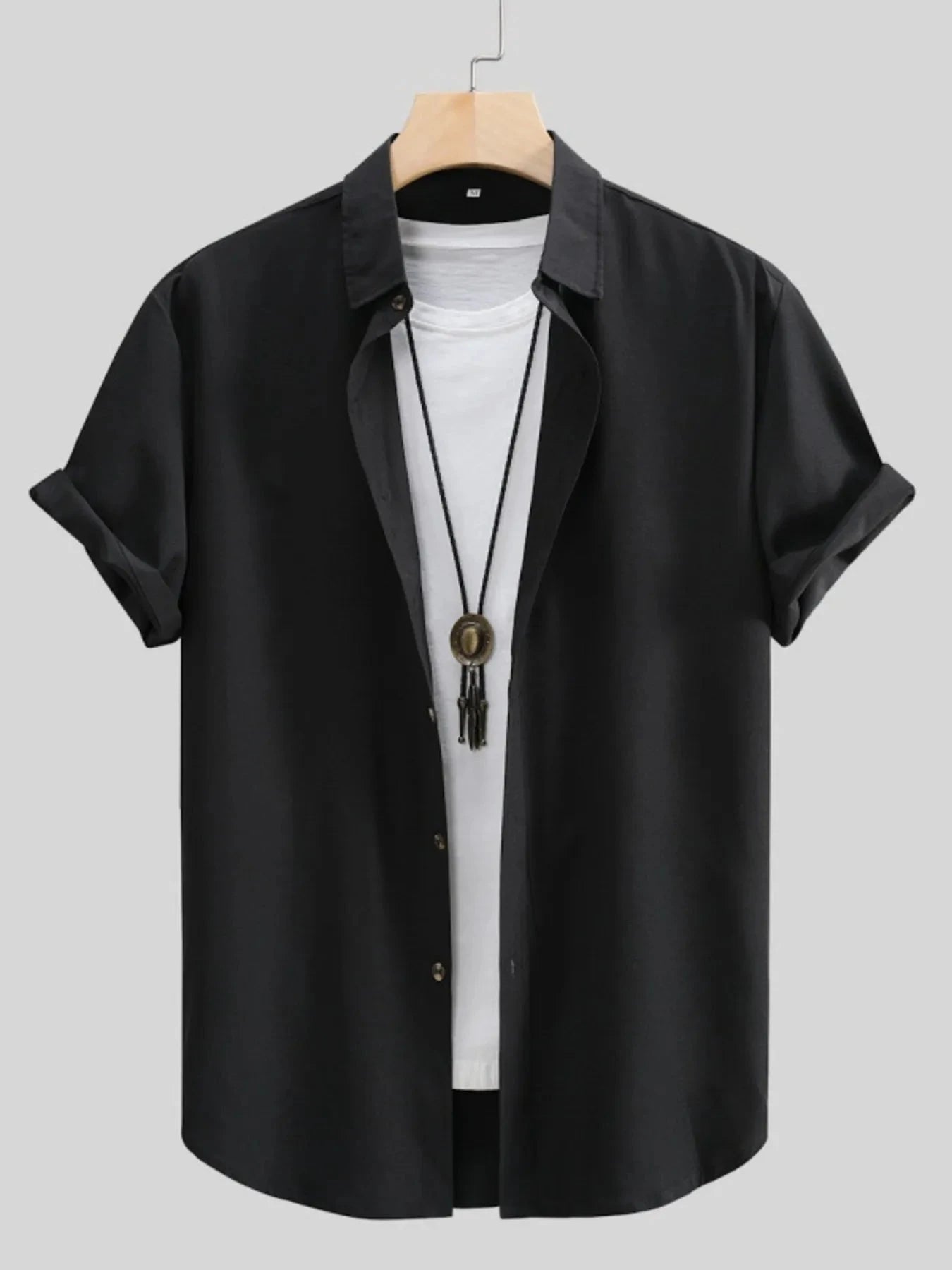 Men's Button Up Short Sleeve Shirt Black / S