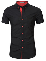 Men's Button Up Short Sleeve Shirt Black / S