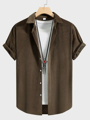 Men's Button Up Short Sleeve Shirt Coffee Brown / S