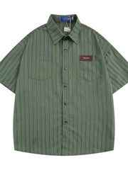 Men's Button Up Short Sleeve Shirt Green / S