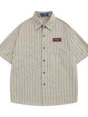 Men's Button Up Short Sleeve Shirt Grey / S