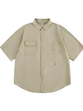 Men's Button Up Short Sleeve Shirt Khaki / M