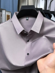 Men's Button Up Short Sleeve Shirt Pink / 165
