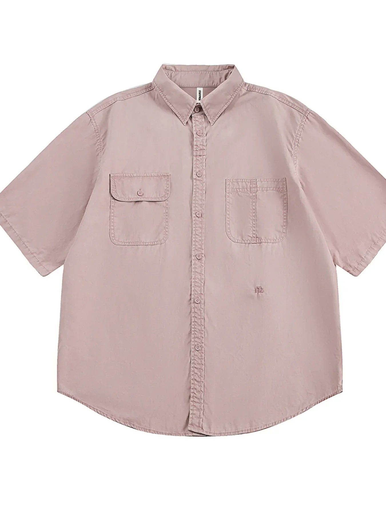 Men's Button Up Short Sleeve Shirt Pink / M