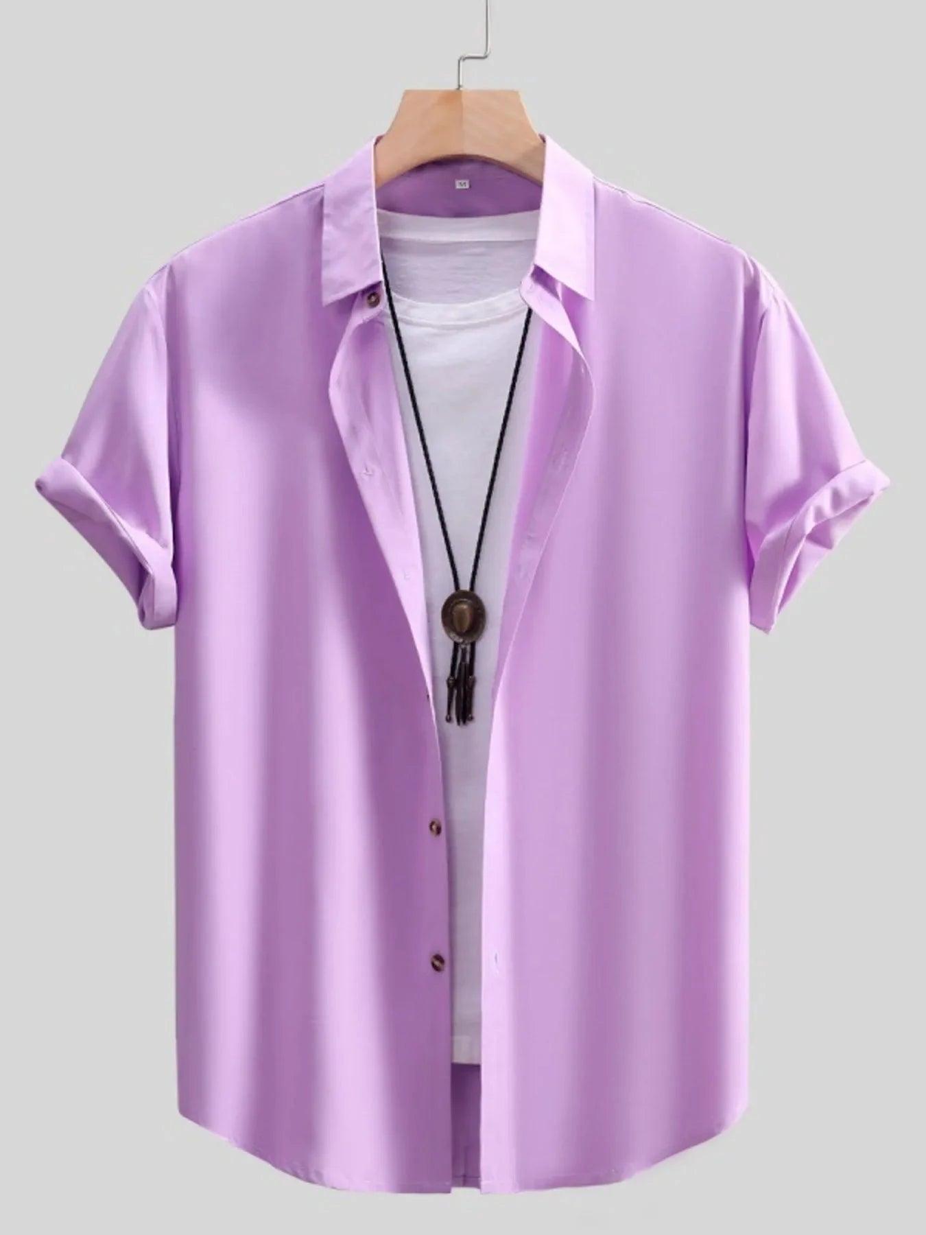Men's Button Up Short Sleeve Shirt Pink / S