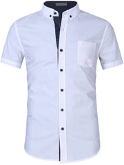 Men's Button Up Short Sleeve Shirt White / S