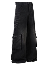 Men's Cargo Wide Leg Jeans Black / M