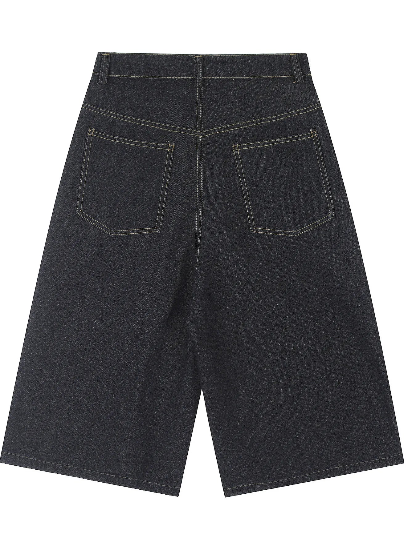 Men's Cartoon Embroidered Detail Wide Leg Denim Shorts