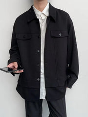 Men's Casual Button-Down Jacket Black / M