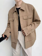 Men's Casual Button-Down Jacket Khaki / M