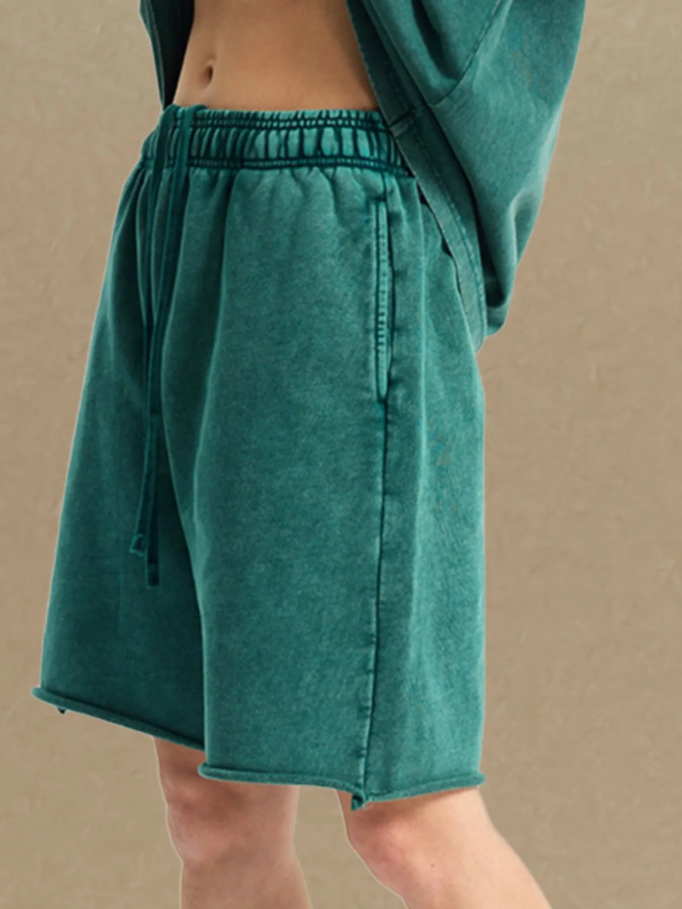 Men's Casual Drawstring Shorts Dark Green / S