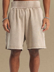 Men's Casual Elastic Waist Shorts Khaki / S