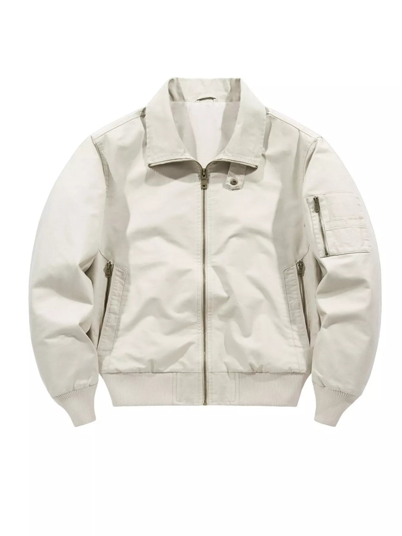 Men's Casual Lightweight Zip Up Jacket Off-white / M