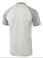 Men's Casual Raglan Sleeve Two-Tone Polo Shirt
