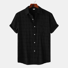 Men's Casual Short Sleeve Button Down Shirt Black / S