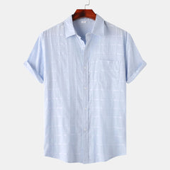 Men's Casual Short Sleeve Button Down Shirt Light Blue / S