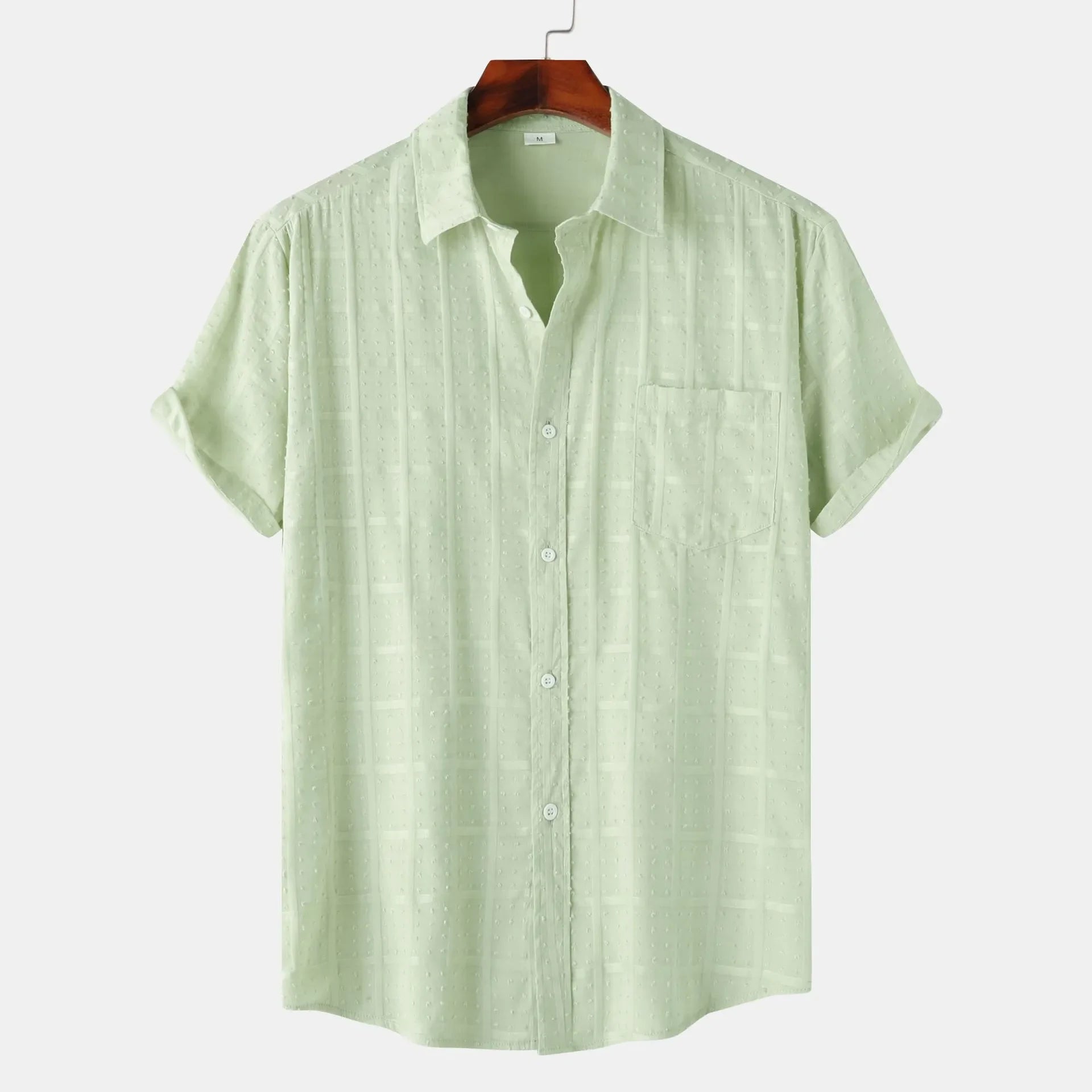 Men's Casual Short Sleeve Button Down Shirt Light Green / S