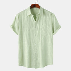 Men's Casual Short Sleeve Button Down Shirt Light Green / S