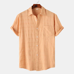 Men's Casual Short Sleeve Button Down Shirt Sherbet / S