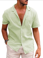 Men's Casual Short Sleeve Button-Up Shirt Light Green / S