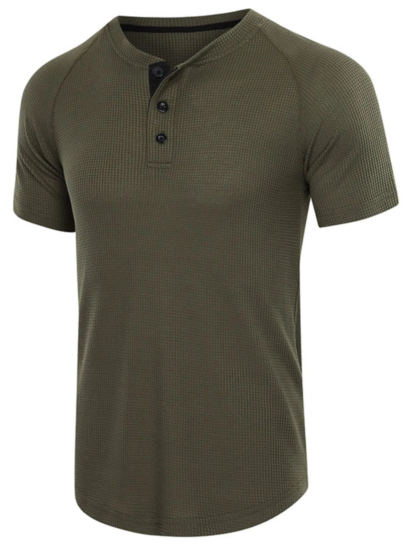 Men's Casual Waffle Knit Henley T-Shirt