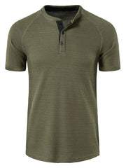 Men's Casual Waffle Knit Henley T-Shirt