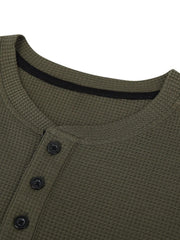 Men's Casual Waffle Knit Henley T-Shirt