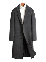 Men's Classic Button Up Longline Overcoat Light Gray / 170/88A