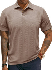Men's Classic Chevron Textured Polo Shirt Khaki / S