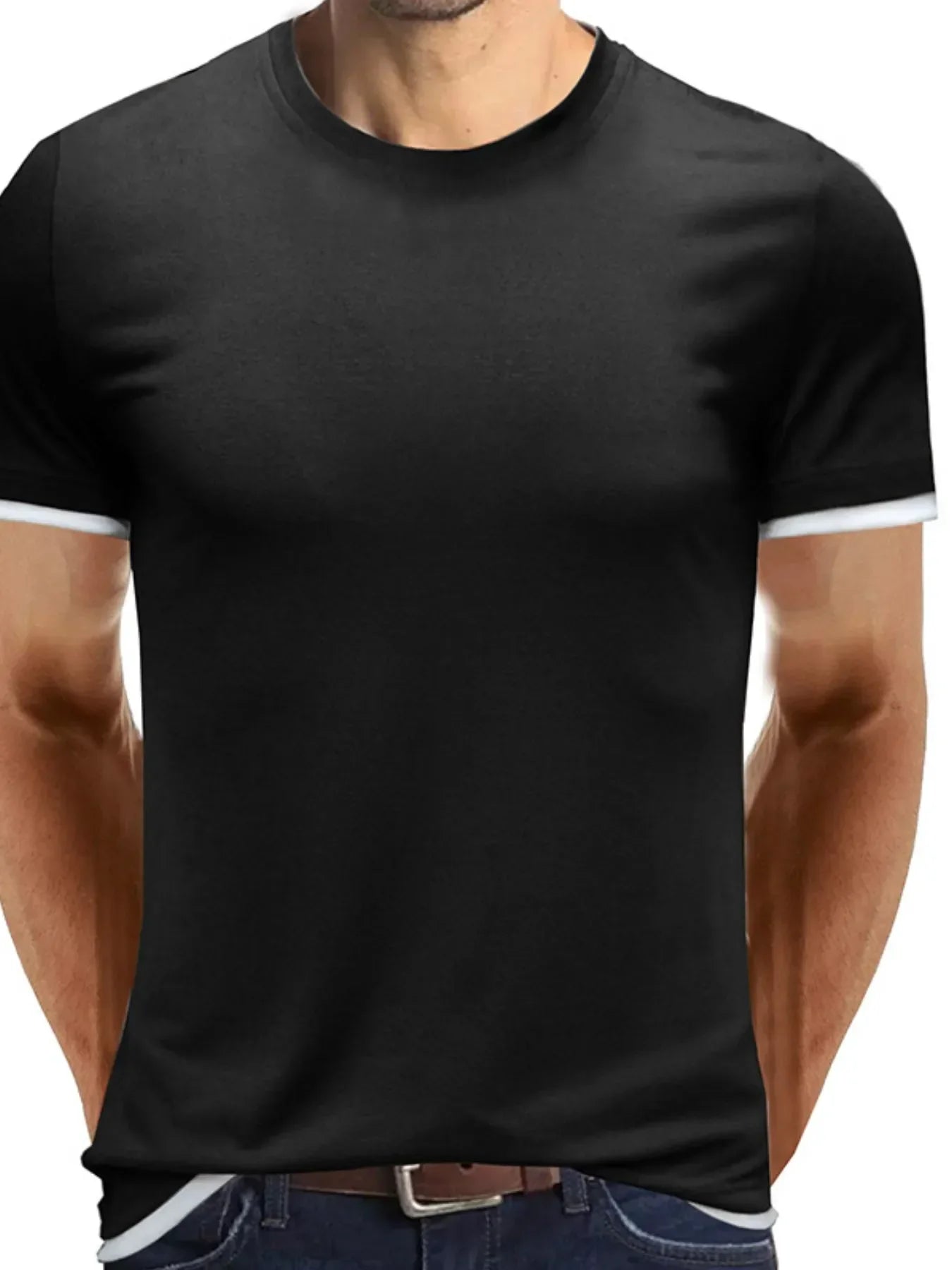 Men‘s Classic Contrast Trim Crew Neck T-Shirt Black / S