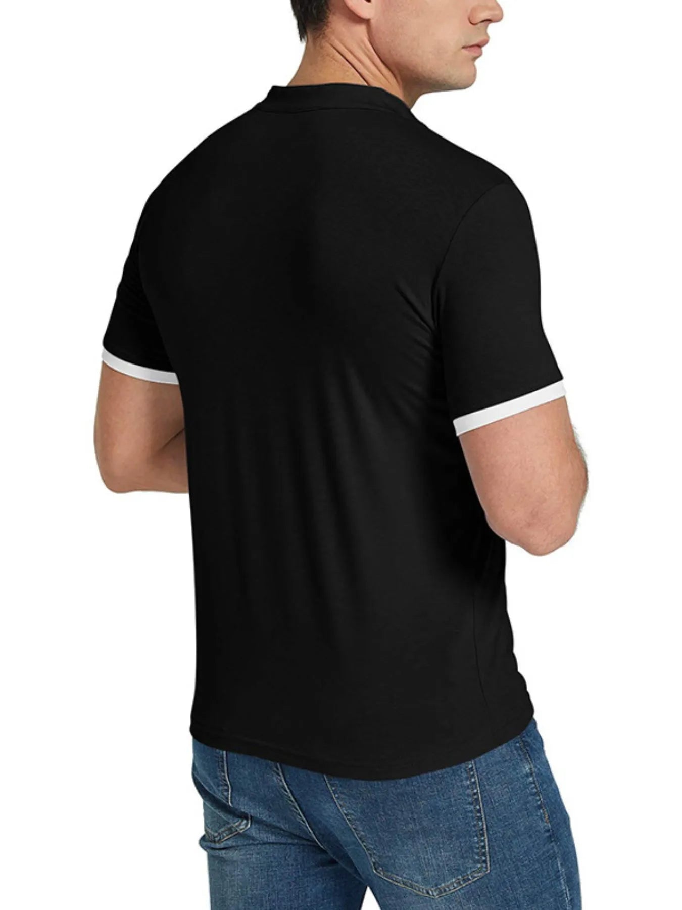 Men's Classic Contrast Trim Henley Top