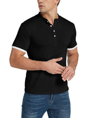 Men's Classic Contrast Trim Henley Top