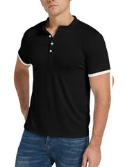 Men's Classic Contrast Trim Henley Top Black / S