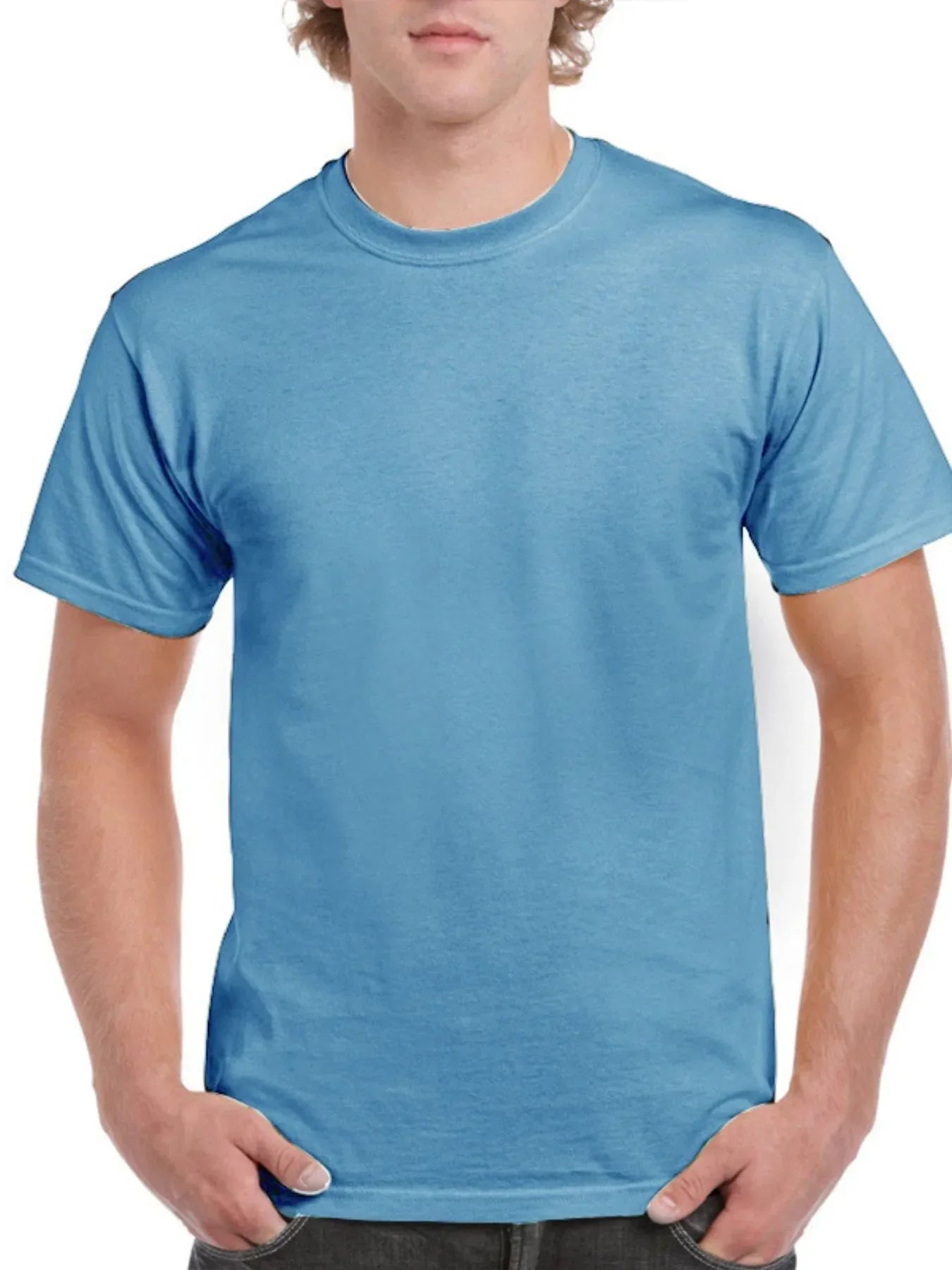 Men‘s Classic Crew Neck Cotton T-Shirt Sky Blue / S