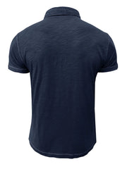 Men's Classic Heathered Polo Shirt with Contrast Buttons