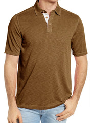 Men's Classic Heathered Polo Shirt with Contrast Buttons Camel / S