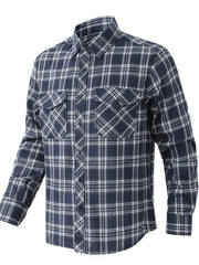 Men's Classic Plaid Button Up Shirt Navy Blue / S