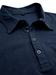 Men's Classic Pocket Polo Shirt with Stand Collar