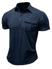 Men's Classic Pocket Polo Shirt with Stand Collar