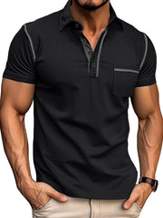 Men's Classic Polo Shirt with Contrast Stitching Black / S