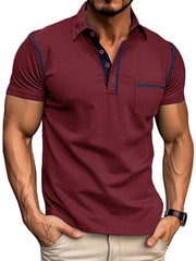 Men's Classic Polo Shirt with Contrast Stitching Burgundy / S