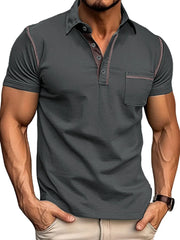 Men's Classic Polo Shirt with Contrast Stitching Dark Gray / S