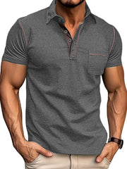 Men's Classic Polo Shirt with Contrast Stitching Gray / S