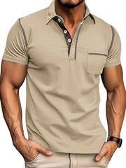 Men's Classic Polo Shirt with Contrast Stitching Khaki / S
